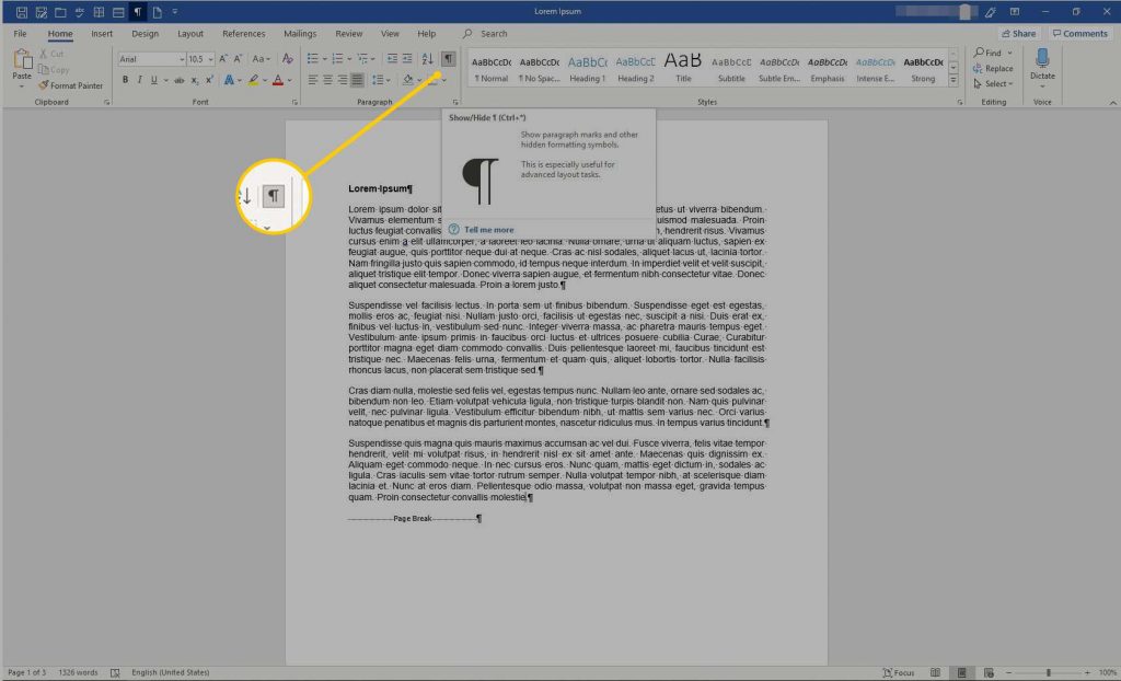 using hidden text in word