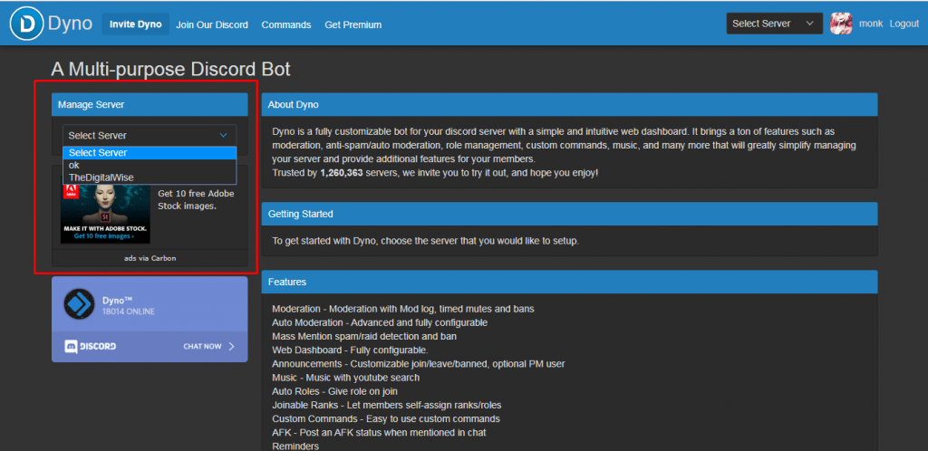 dyno bot for discord