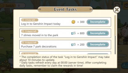 Genshin Impact Slime Paradise Event Duration and Rewards
